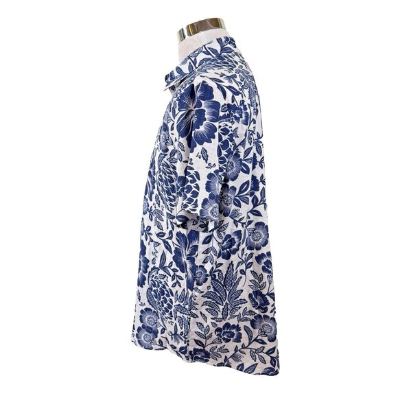 VatPave Hawaiian Aloha Shirt Men's  L Blue Short Sleeve Button Up Vacation - Picture 3 of 6